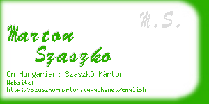 marton szaszko business card