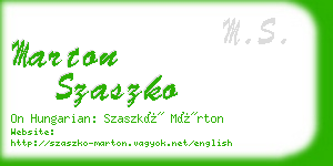 marton szaszko business card